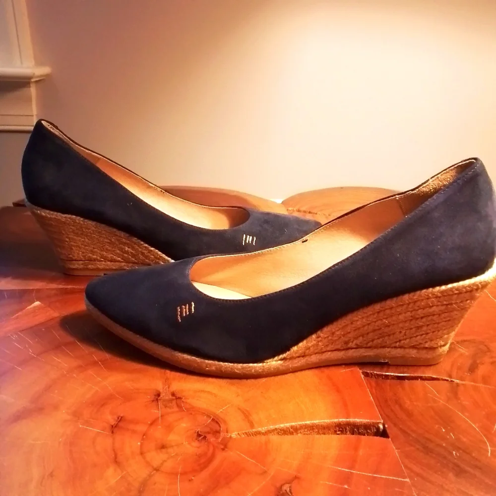 Viscata Limited Edition Blue Suede Espadrille Medium Wedge Shoes - 41/10 US